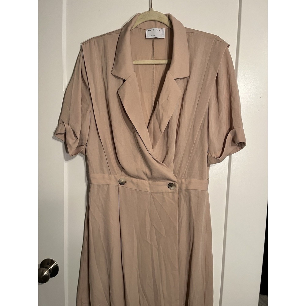 ASOS Design Womens US 10 Blush Wrap Midi Dress Short Sleeve Faux Double Breasted